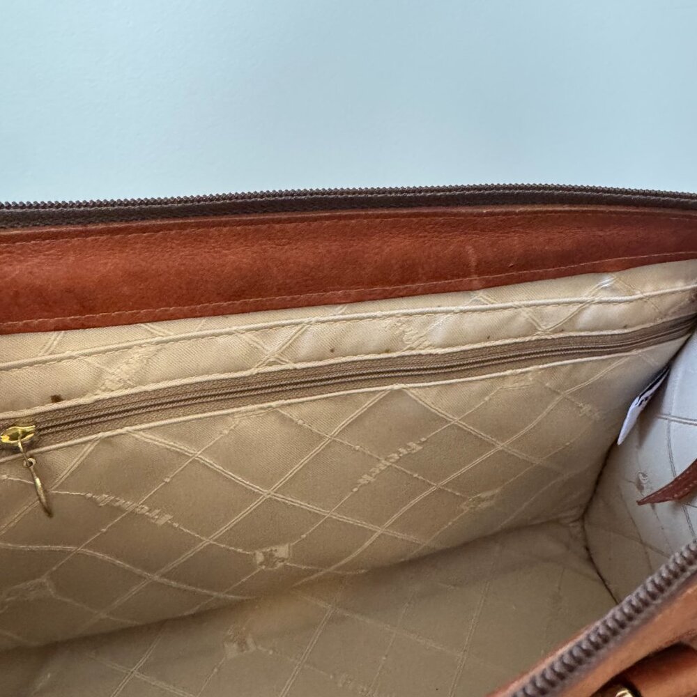 French Company Vintage Brown Leather Bag No Shoulder Strap - Picture 10 of 15